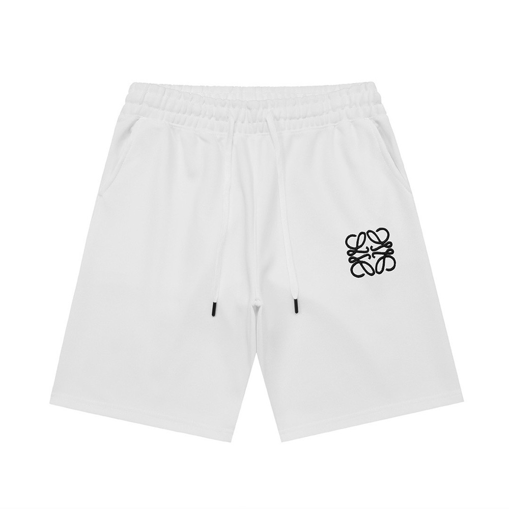 Loewe white cotton Anagram embroidered drawstring shorts